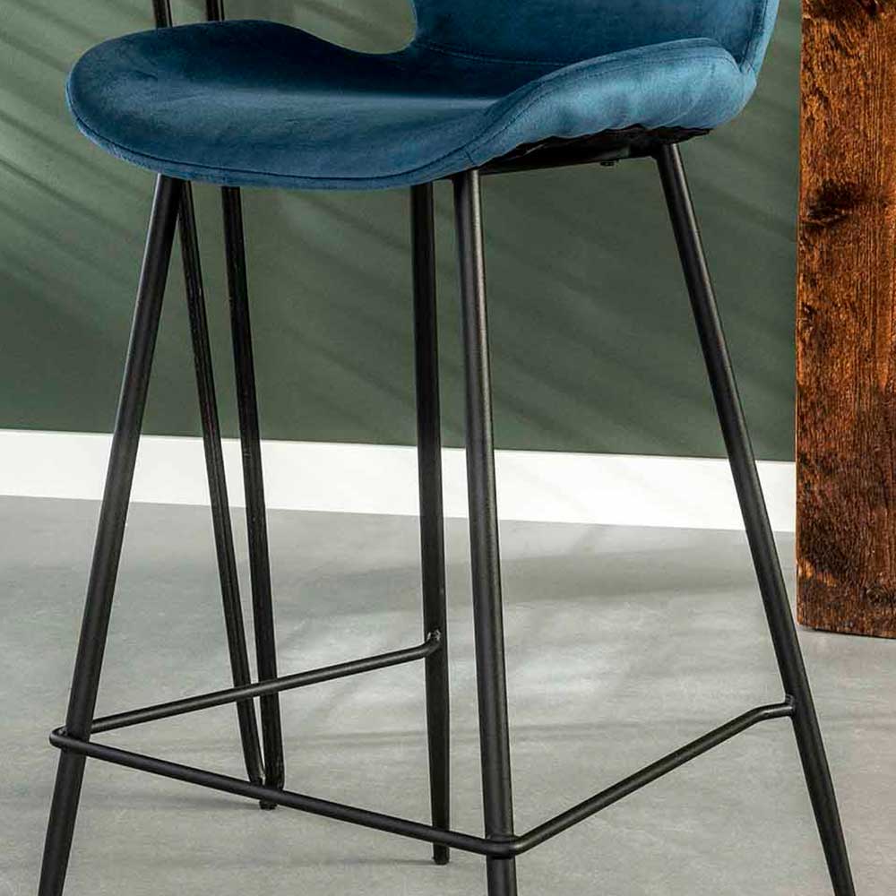 Barstuhl in Blau & Schwarz - Gionna (4er Set)