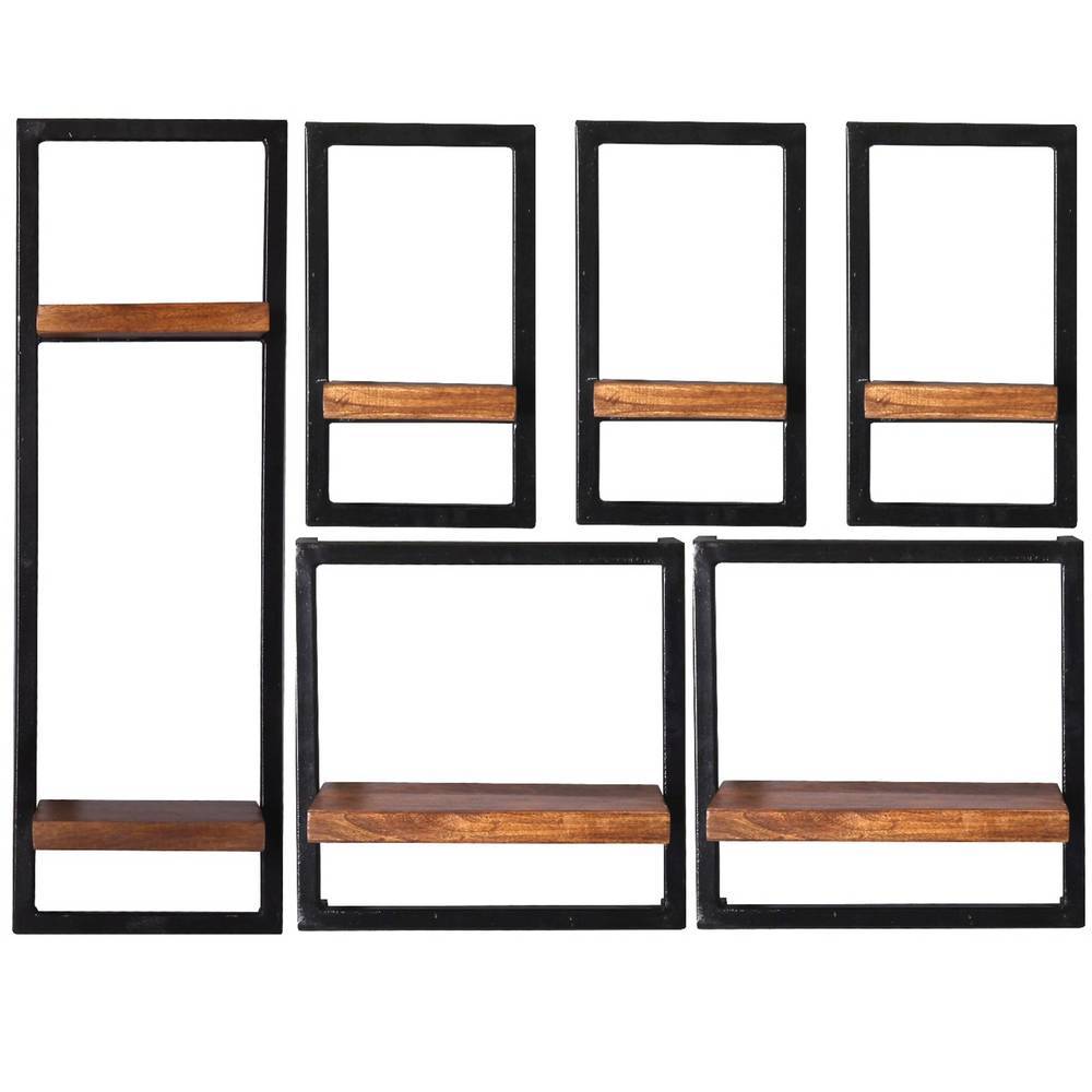 Industrial Wandregal Kombi Set - Flinu (sechsteilig)