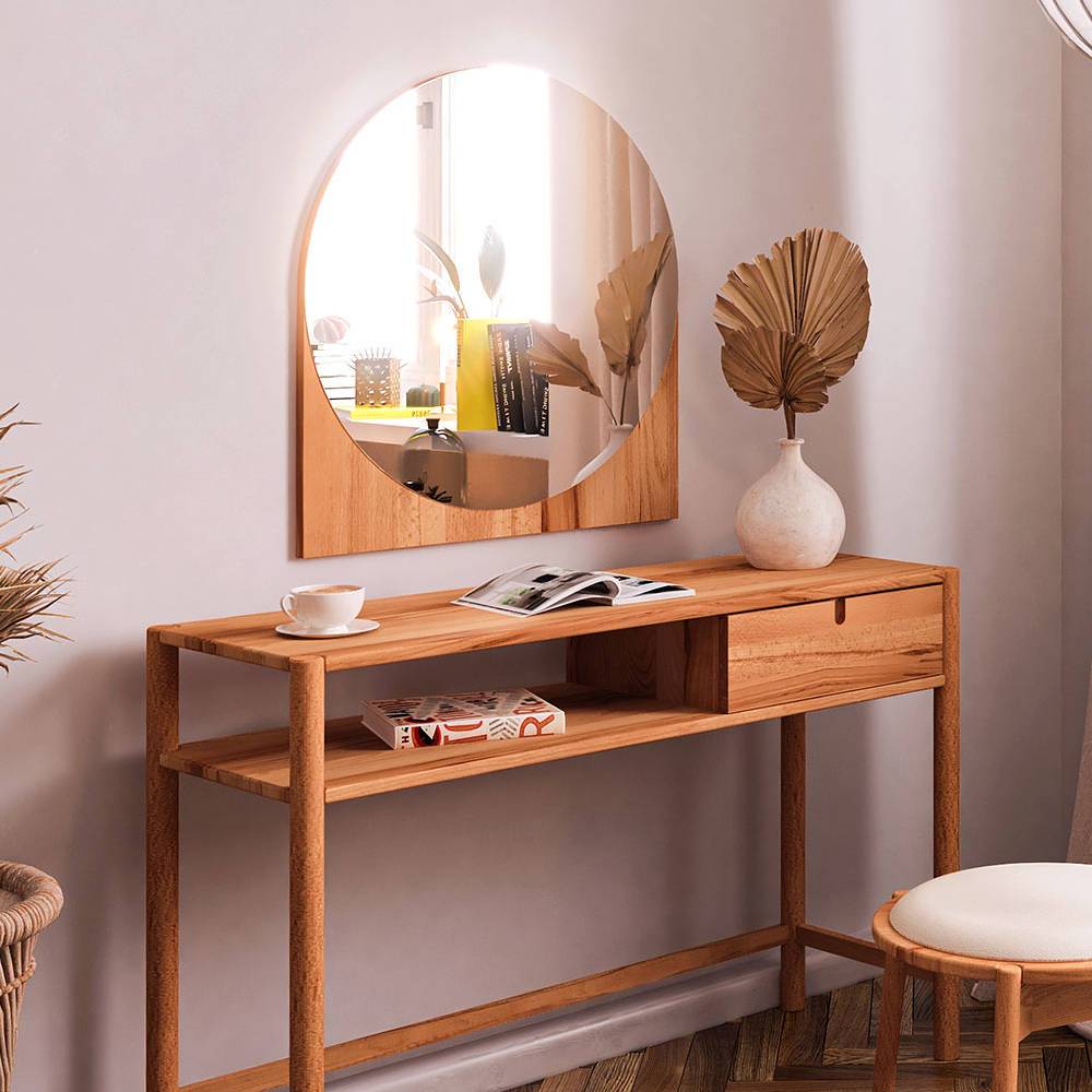 Design Schminktisch aus Wildbuche massiv - Indrya (zweiteilig)