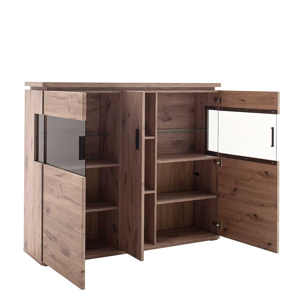 150x124x38 Wohnzimmerschrank mit Glas modern - Bekunion