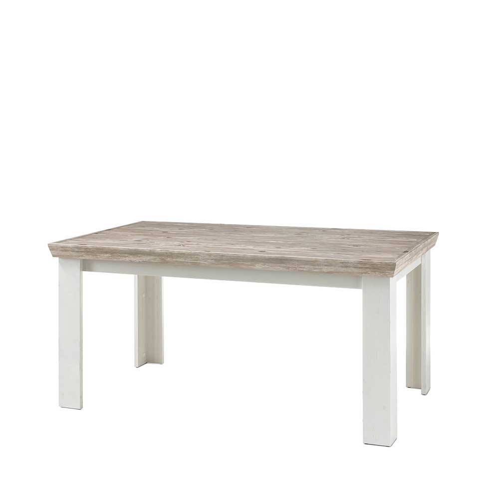 Scandi Chic Esstisch in Weiß & Pinie Shabby Nedita 160x90 cm