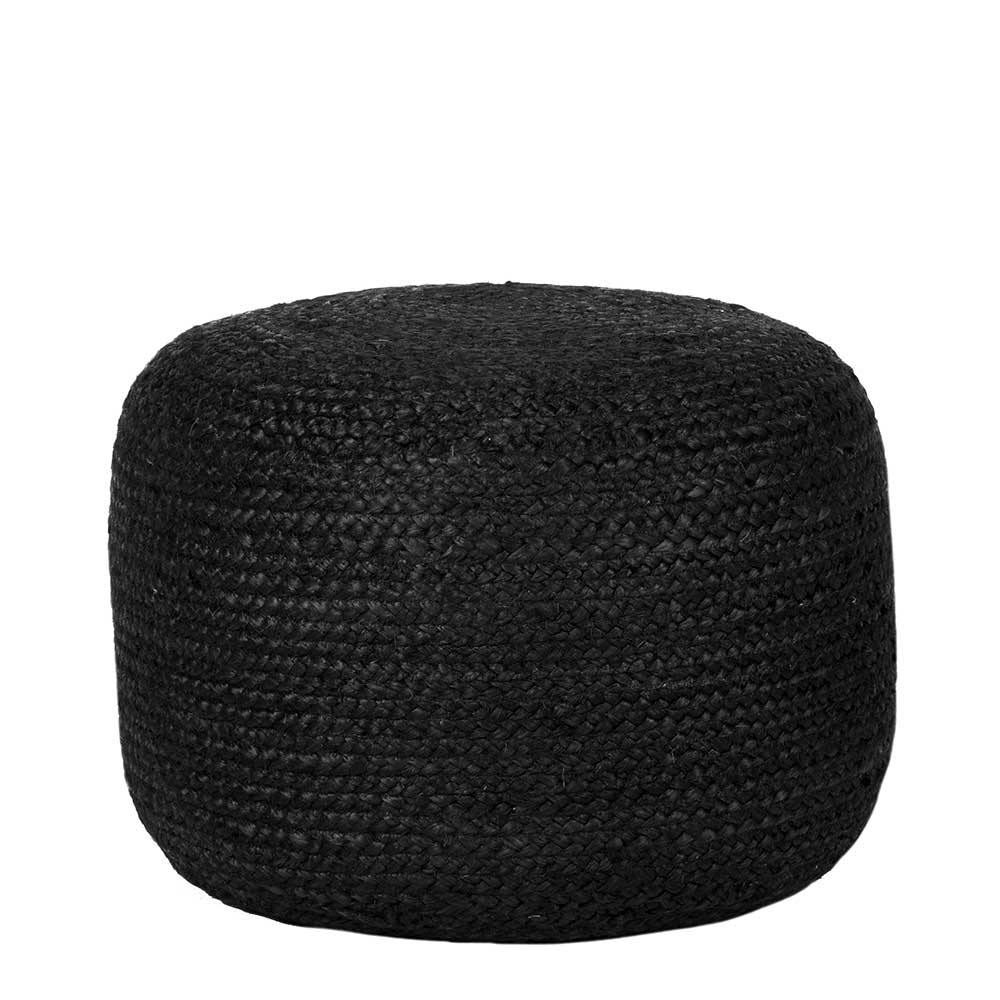 Pouf Hocker in Schwarz Jute Geflecht - Racussa