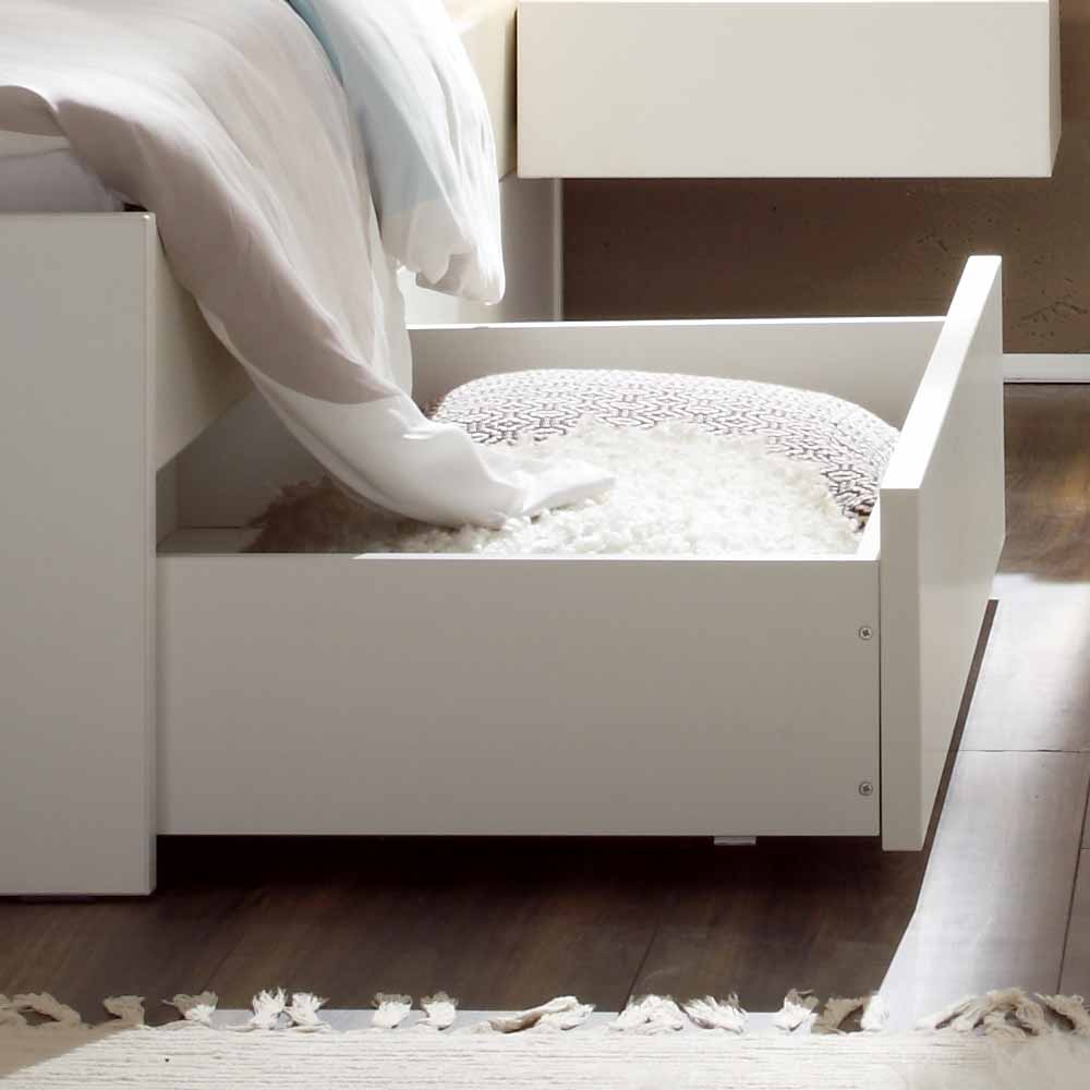Weißes Einzelbett Haniata aus MDF