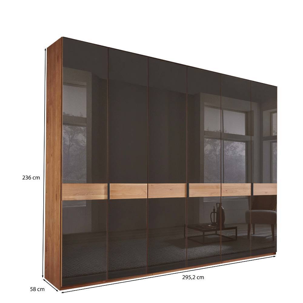 6-türiger Schrank mit Glas Dunkelbraun - Hung