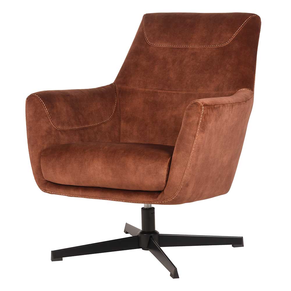 Velours TV Sessel in Rost Braun - Vuluza