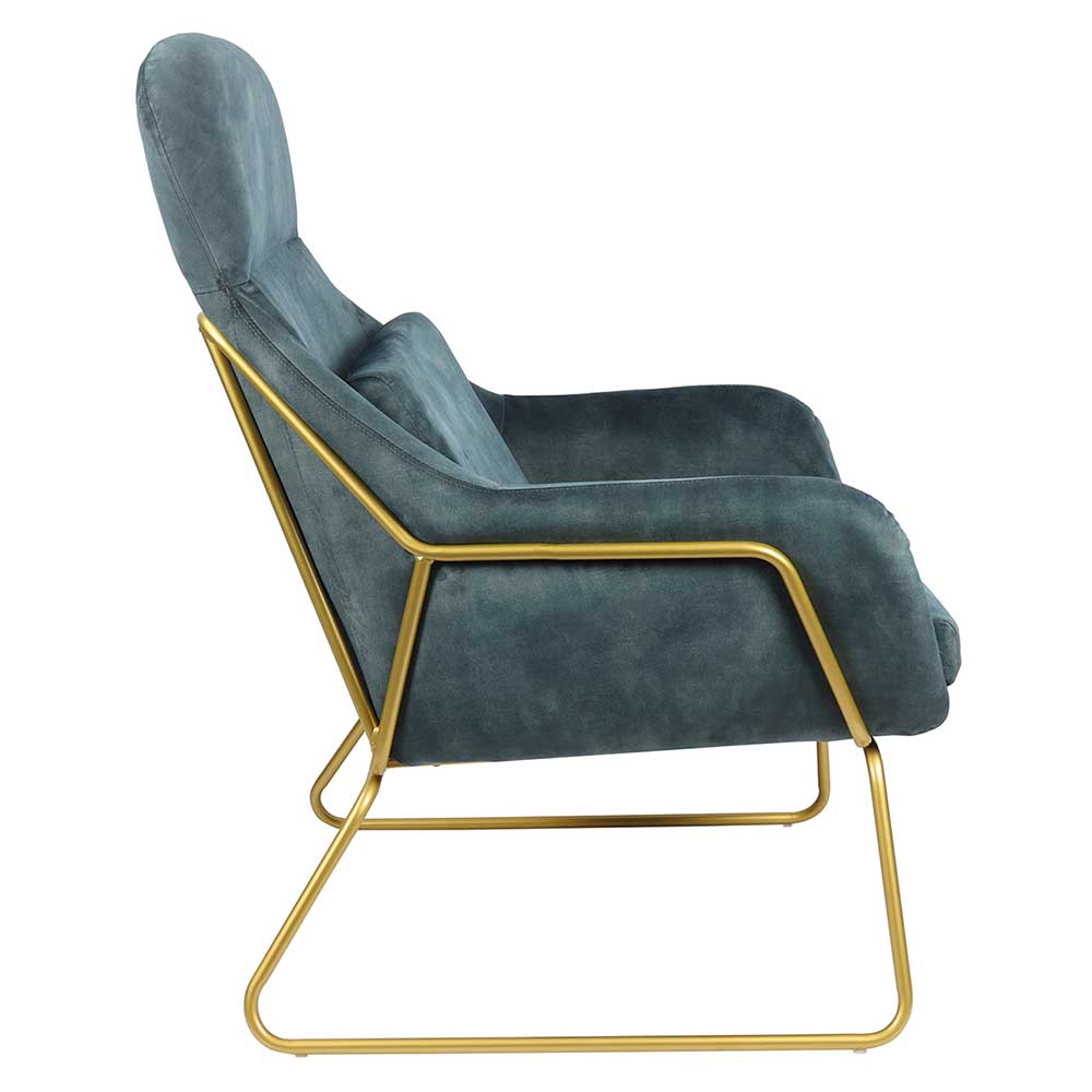 Polstersessel in Blau & Messing - Amarello