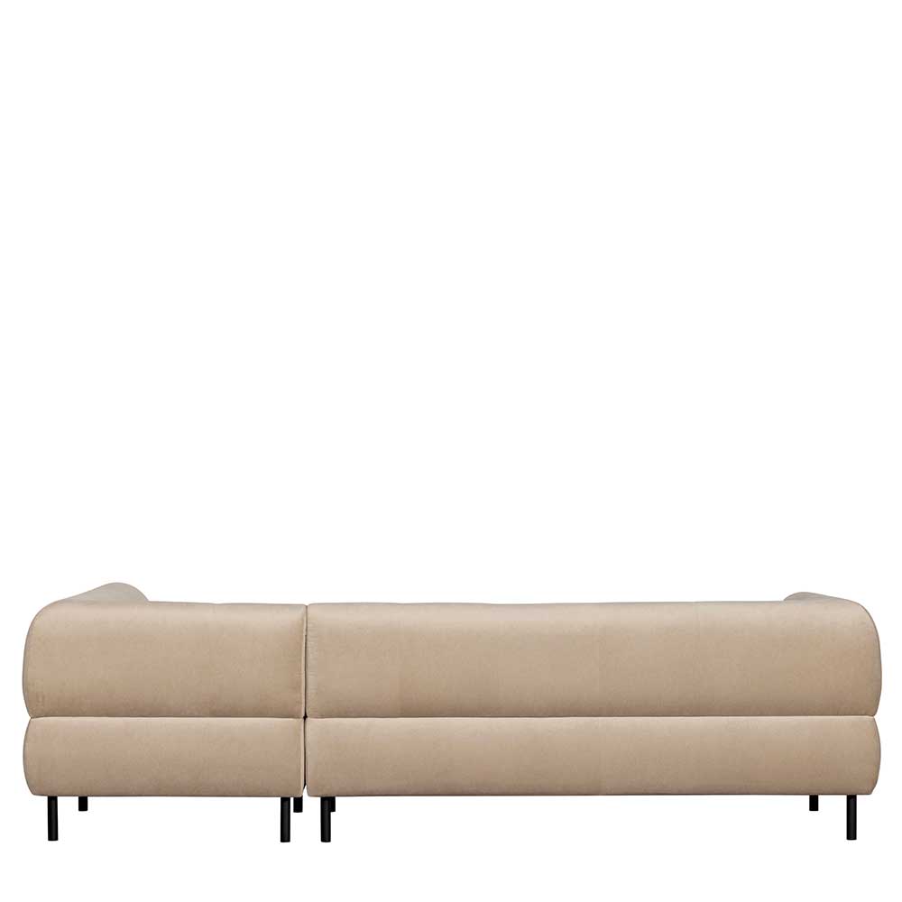 Rückseite des Ecksofas aus Samt in Creme mit stabiler Rückenlehne für den Wohnbereich – Montreneva