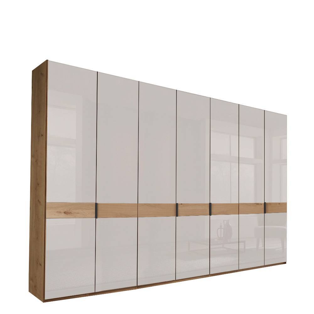 7-türiger Schlafzimmerschrank mit Glas in Weiß - Crucav