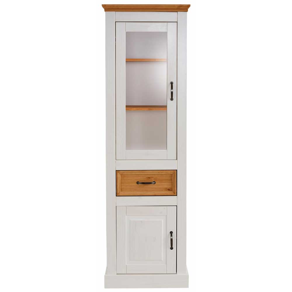 55x180x38 Vitrinenschrank im Landhaus Look - Alexandra