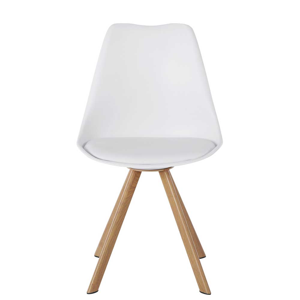 Schalenstühle in Weiß PP & Kunstleder - Pila (2er Set)