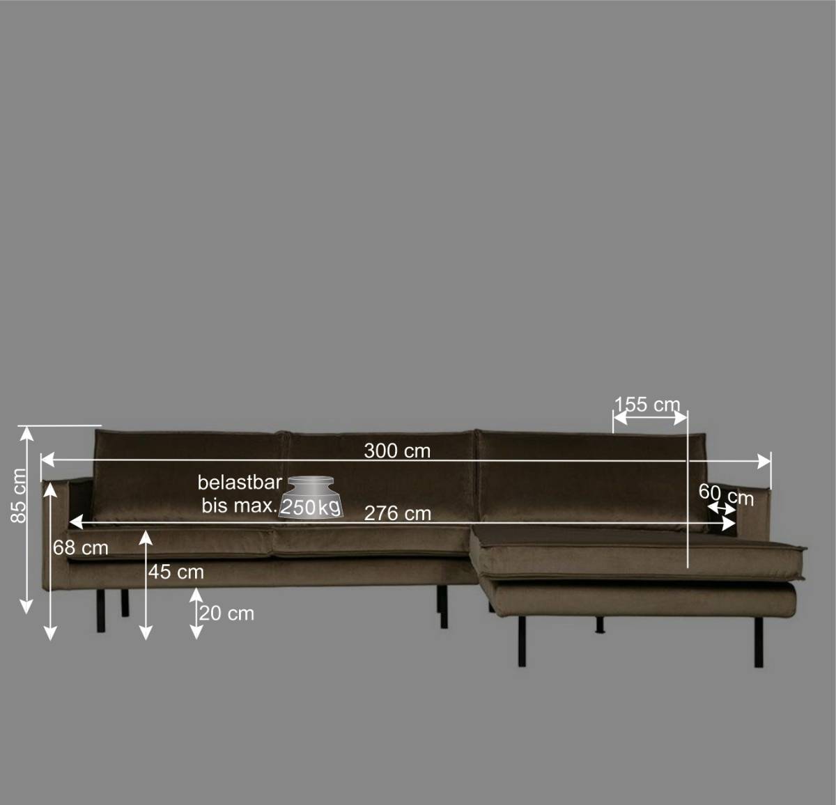 L Form Sofa Rundecke in Grün Samt - Distroit