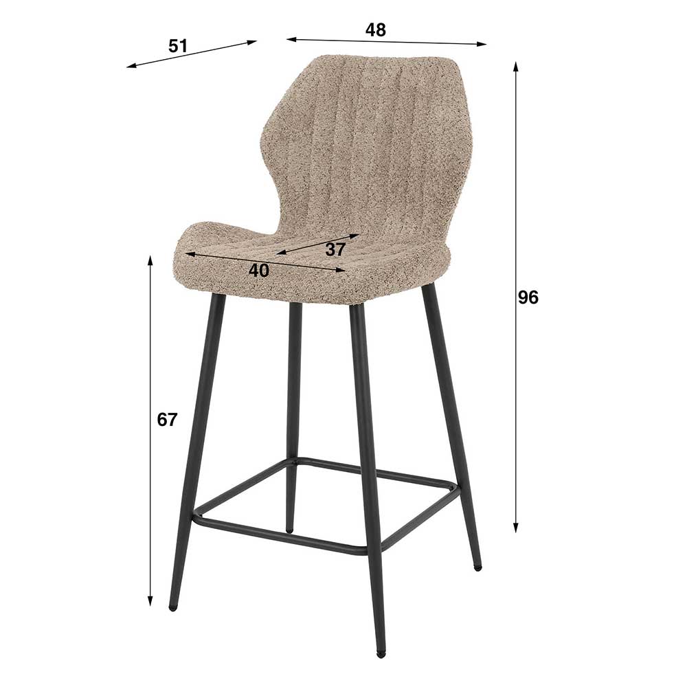 Barstuhl in Beige Boucle - Maja (2er Set)