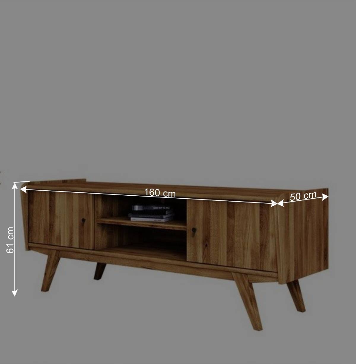 Mid Century TV Lowboard aus Wildeiche massiv - Hardus