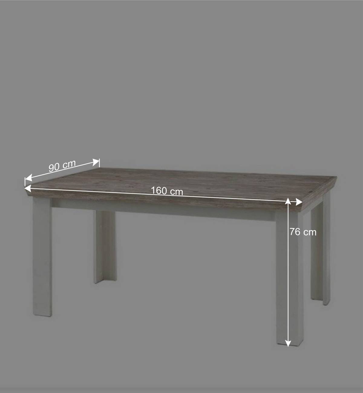 Scandi Chic Esstisch in Weiß & Pinie Shabby Nedita 160x90 cm