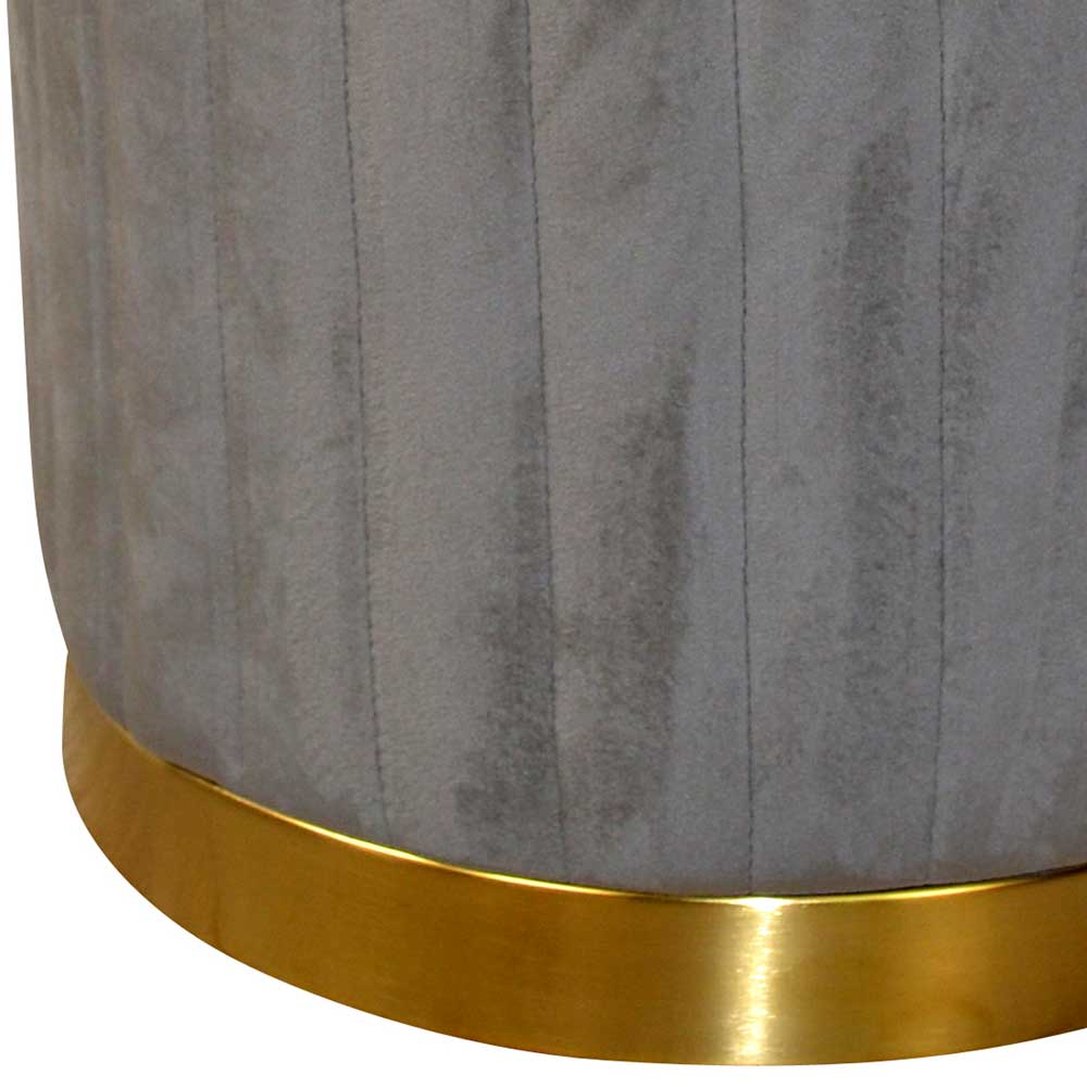 35x43x35 Runder Samthocker in Grau - Round