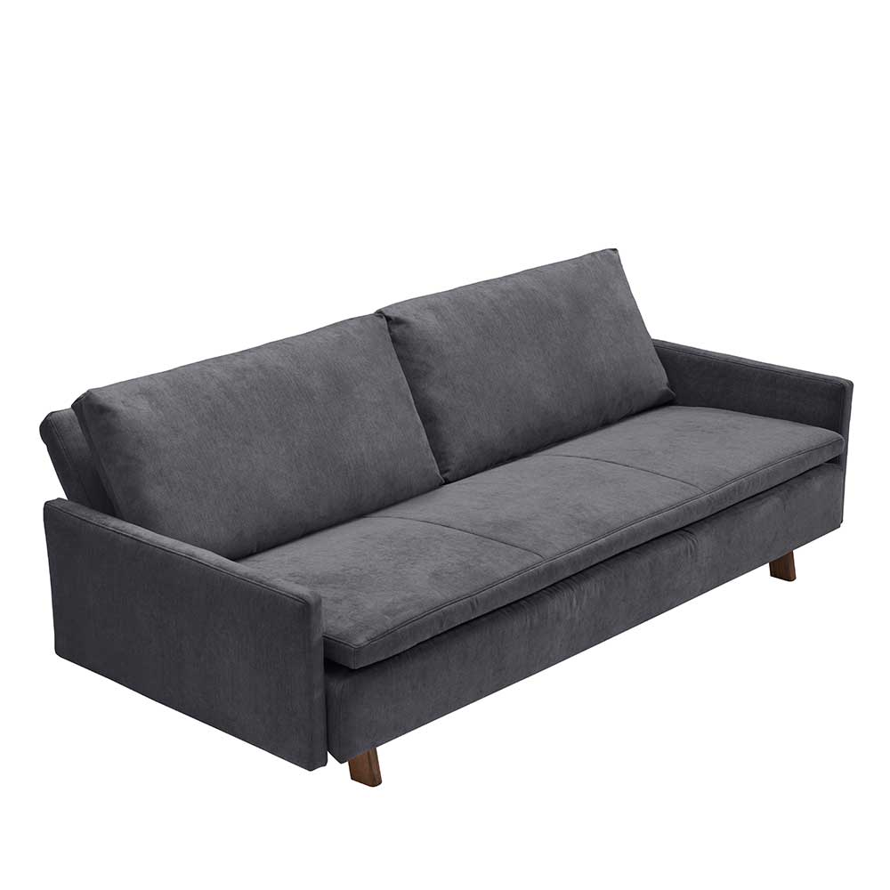 Microvelours Schlafsofa in Blaugrau - Glory