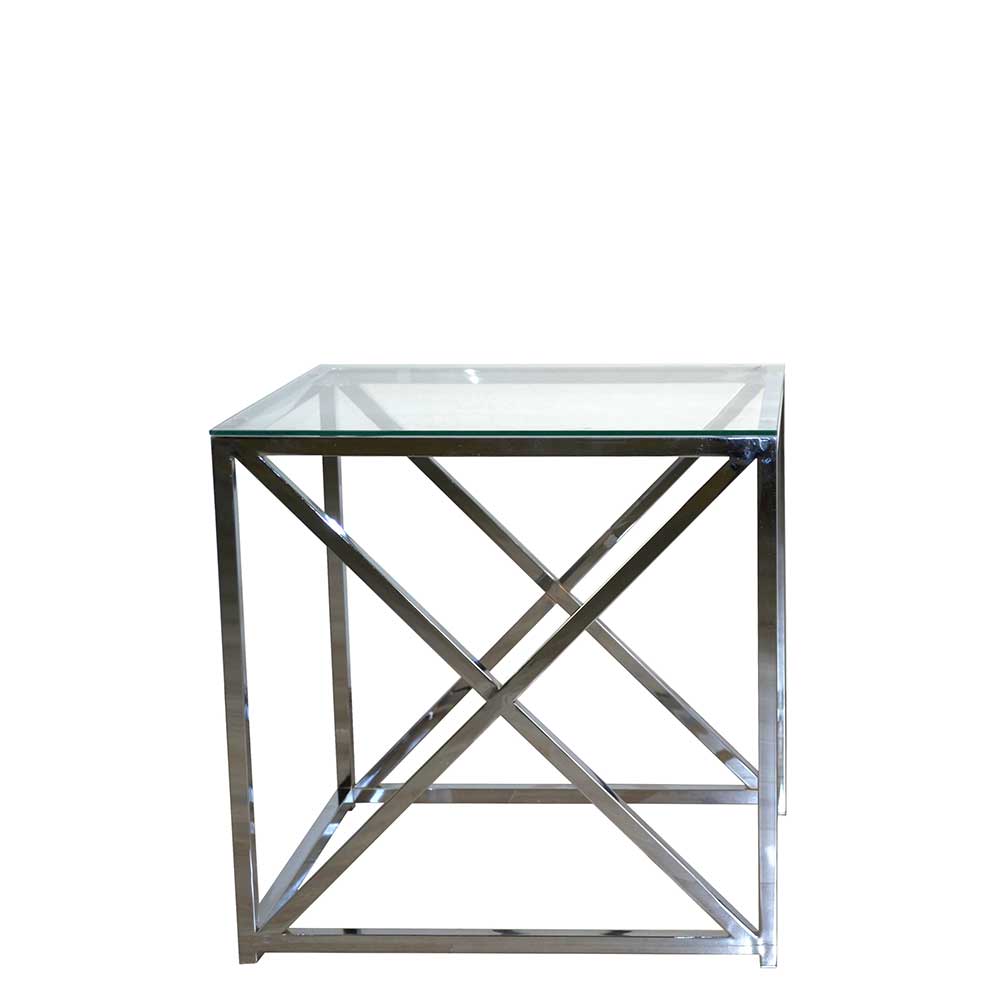 Kleine Tische aus Glas & Chrom - Tora (zweiteilig)