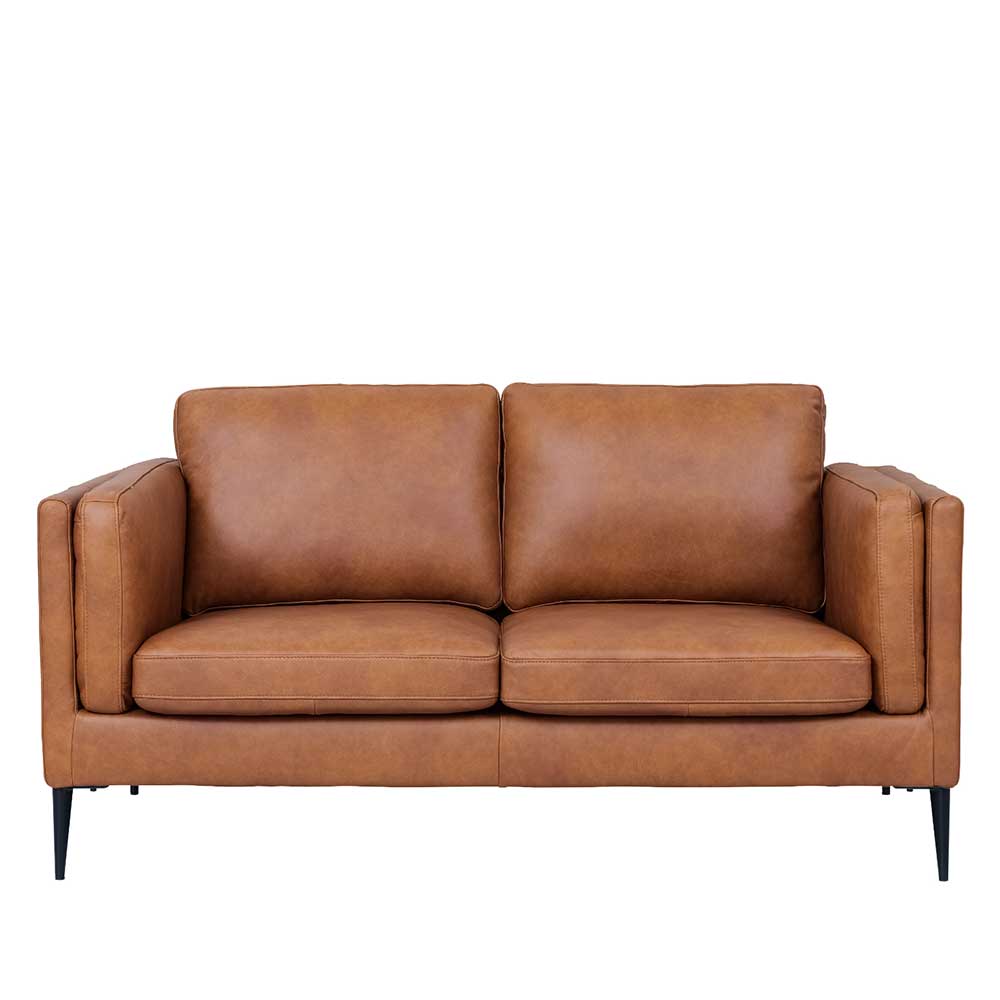 Sofa in Leder Cognac Braun - Lespavo