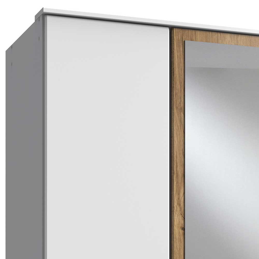 Schlafzimmerschrank mit weißer Tür und Spiegeltür in Holzoptik – Calassina