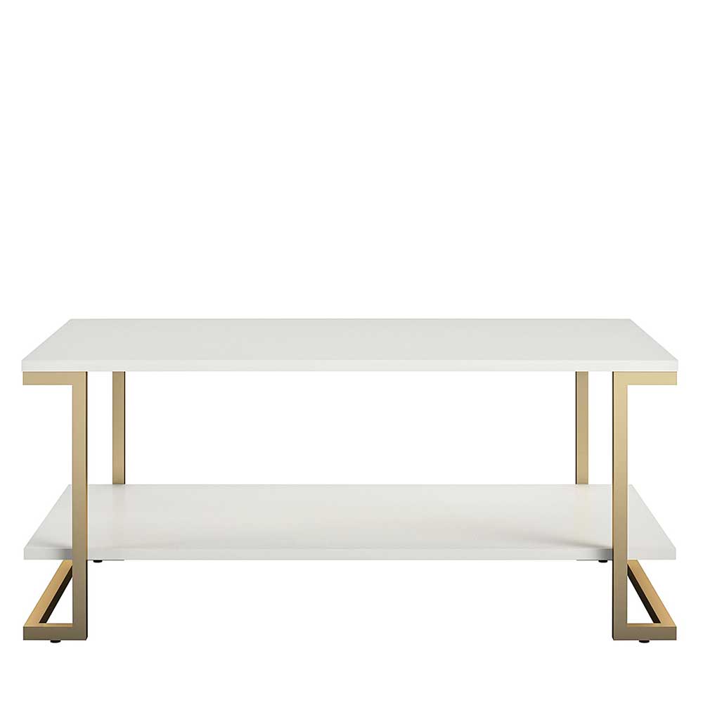 Wohnzimmer Tisch in Weiß und Messing - Luco