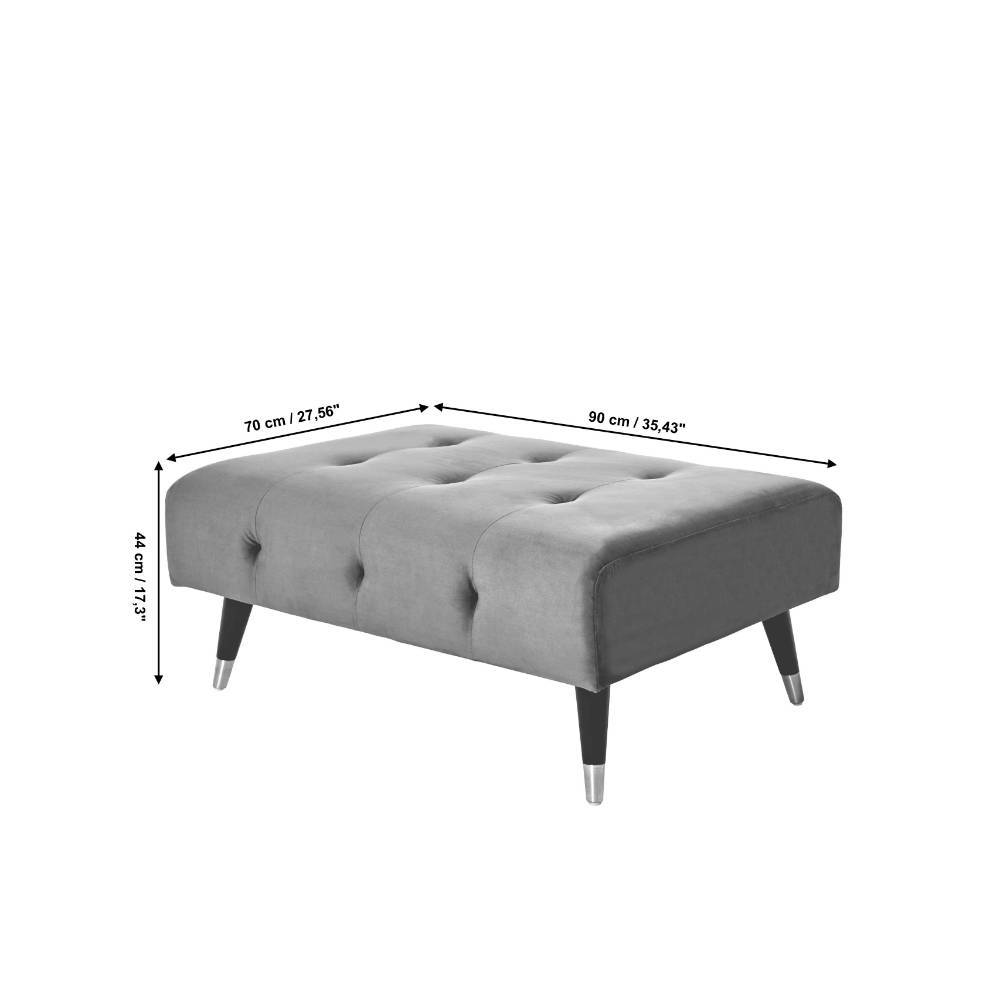 Polsterhocker in Grau Samt - Acruma