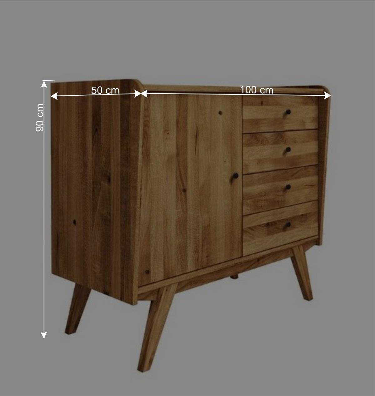 Kombi Holzkommode aus geölter Wildeiche - Hardus