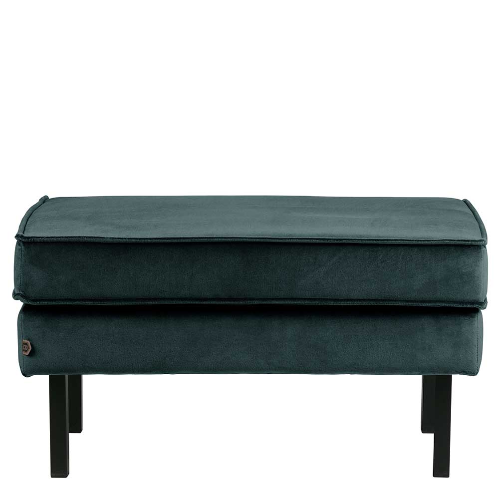 Samt Retro Polsterhocker in Blau - Fledos