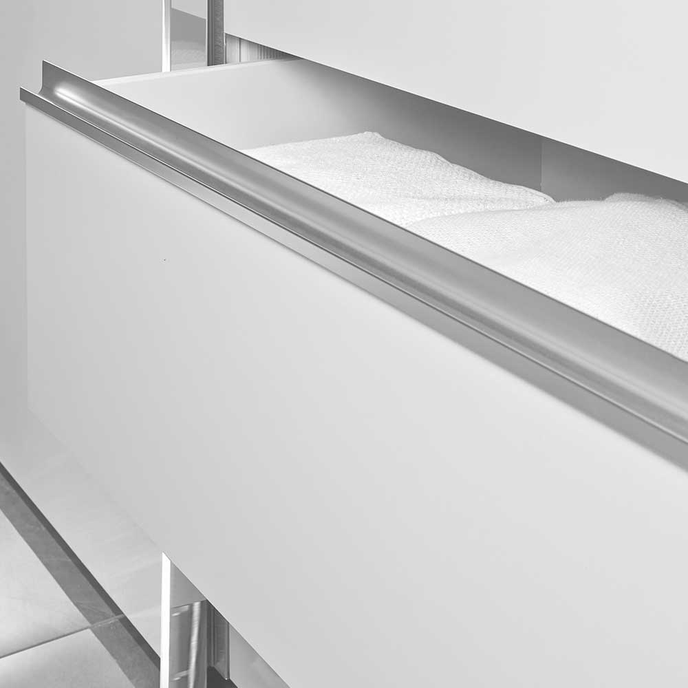 250cm Kleiderschrank in Weiß Glas & Spiegel - Kitts
