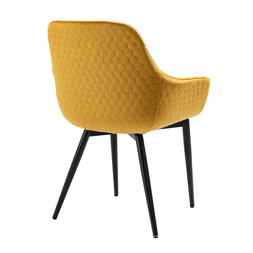 Armlehnen Dining-Chair in Gelb Samt - Bronja