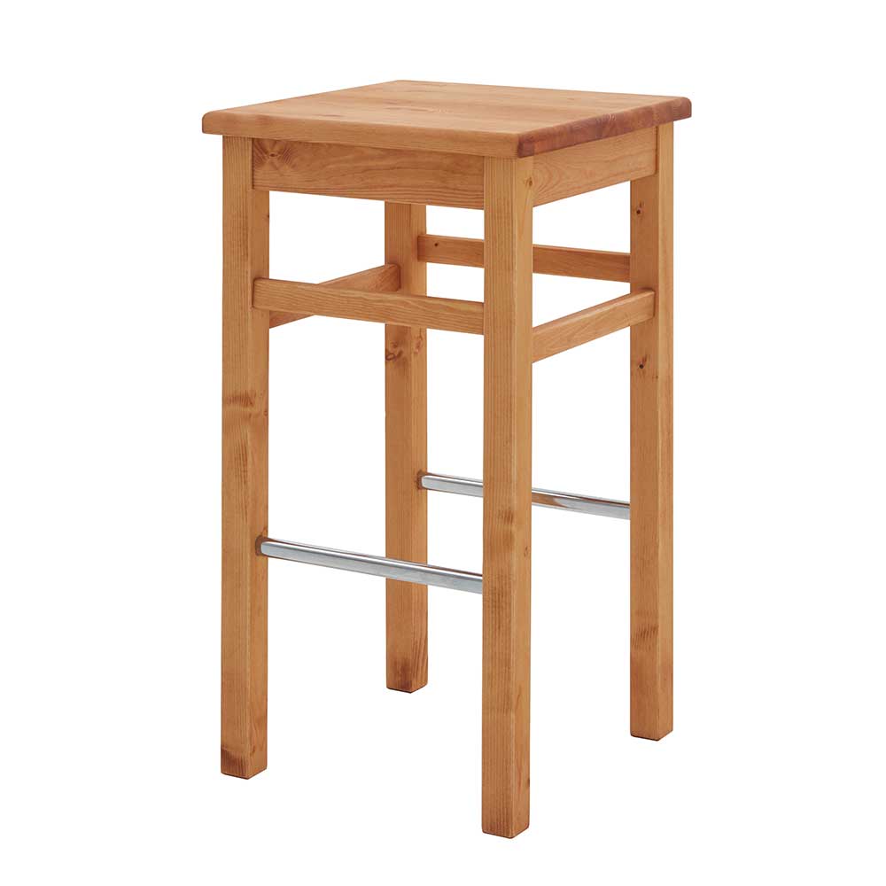 Kiefernholz Barhocker in Laugenfarbig - Ribardo