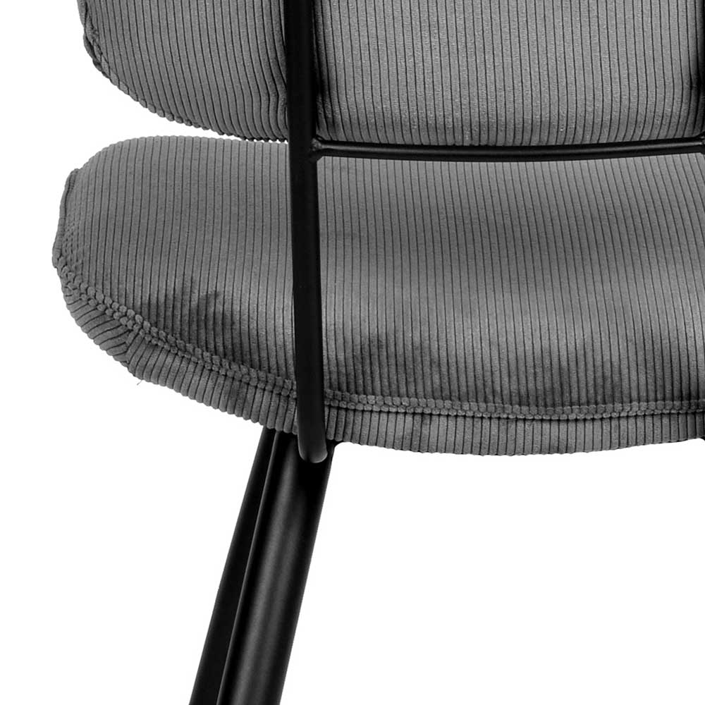Dunkelgrauer Retrostuhl mit Cordbezug - Corcona (2er Set)