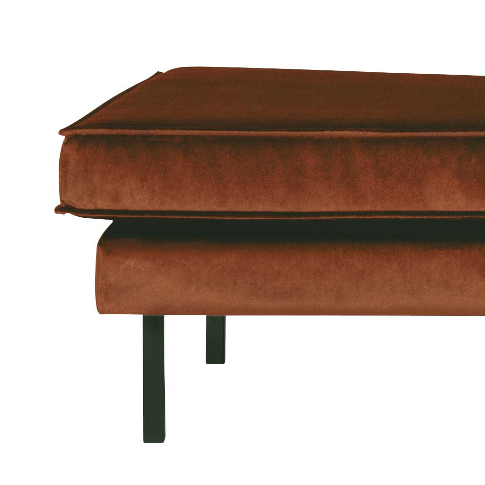 Rostbraunes Retrosofa Recamiere Naryon mit Metallbeinen Schwarz