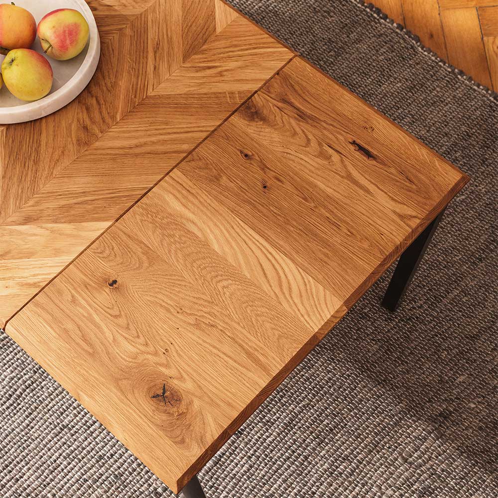 Sofatisch aus Wildeiche mit Stahlgestell - Kerfa