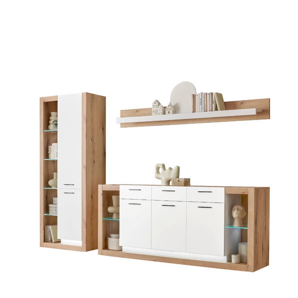 Wohnzimmerschränke und Wandboard Set - Adejano (dreiteilig)