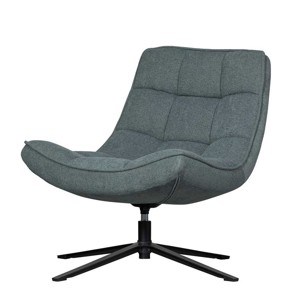 Eleganter drehbarer Relaxsessel in Blau Stoff mit bequemer Polsterung für Wohnzimmer – Baltimoore