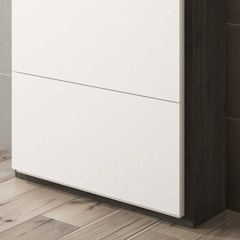 80x120x27 Schuhschrank in Weiß & Schwarzgrau - Burano