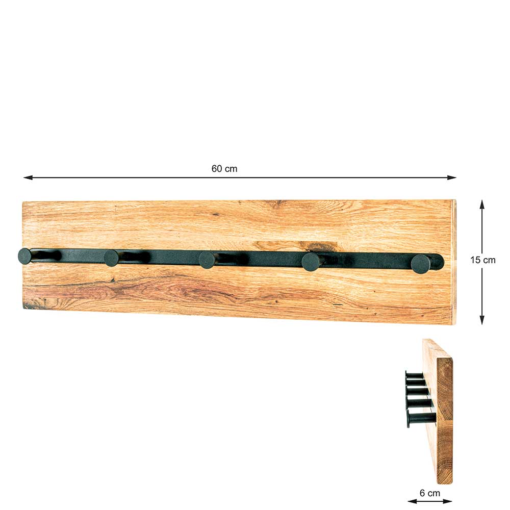 Wandgarderobe aus Metall & Eichenholz - Cornello