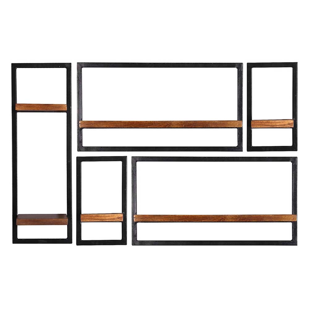 Industrie Look Regale für die Wand - Mendoza (fünfteilig)