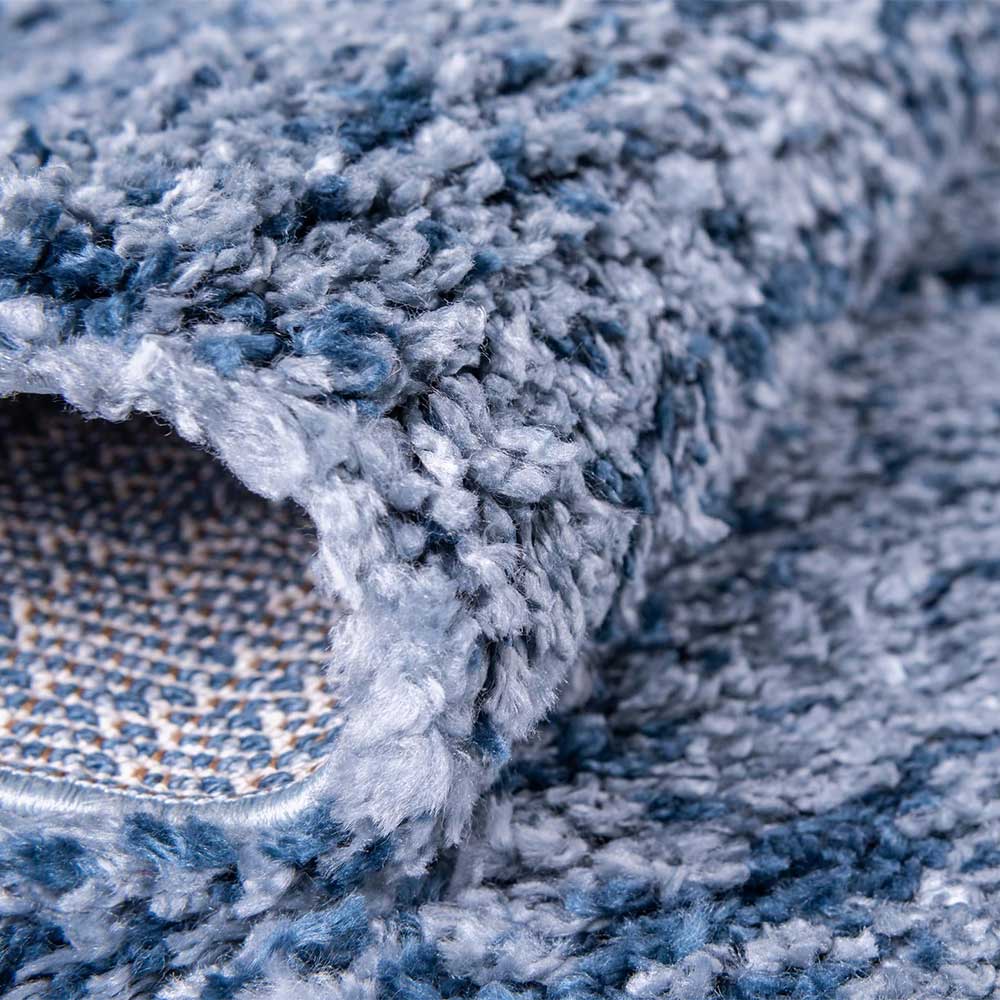Teppich Läufer in Blau und Creme gemustert - Jilys