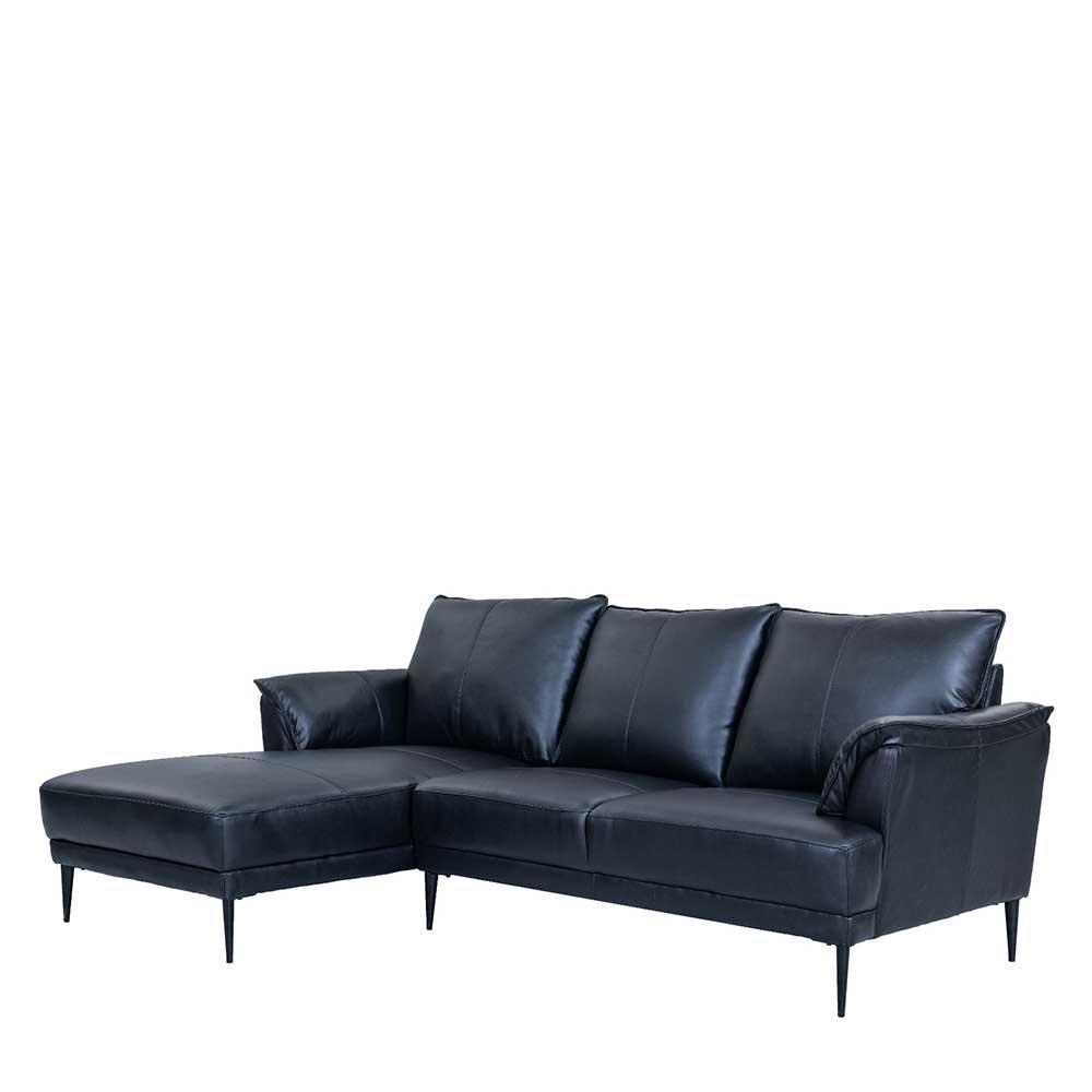 Leder Ecksofa in Schwarz - Lagon