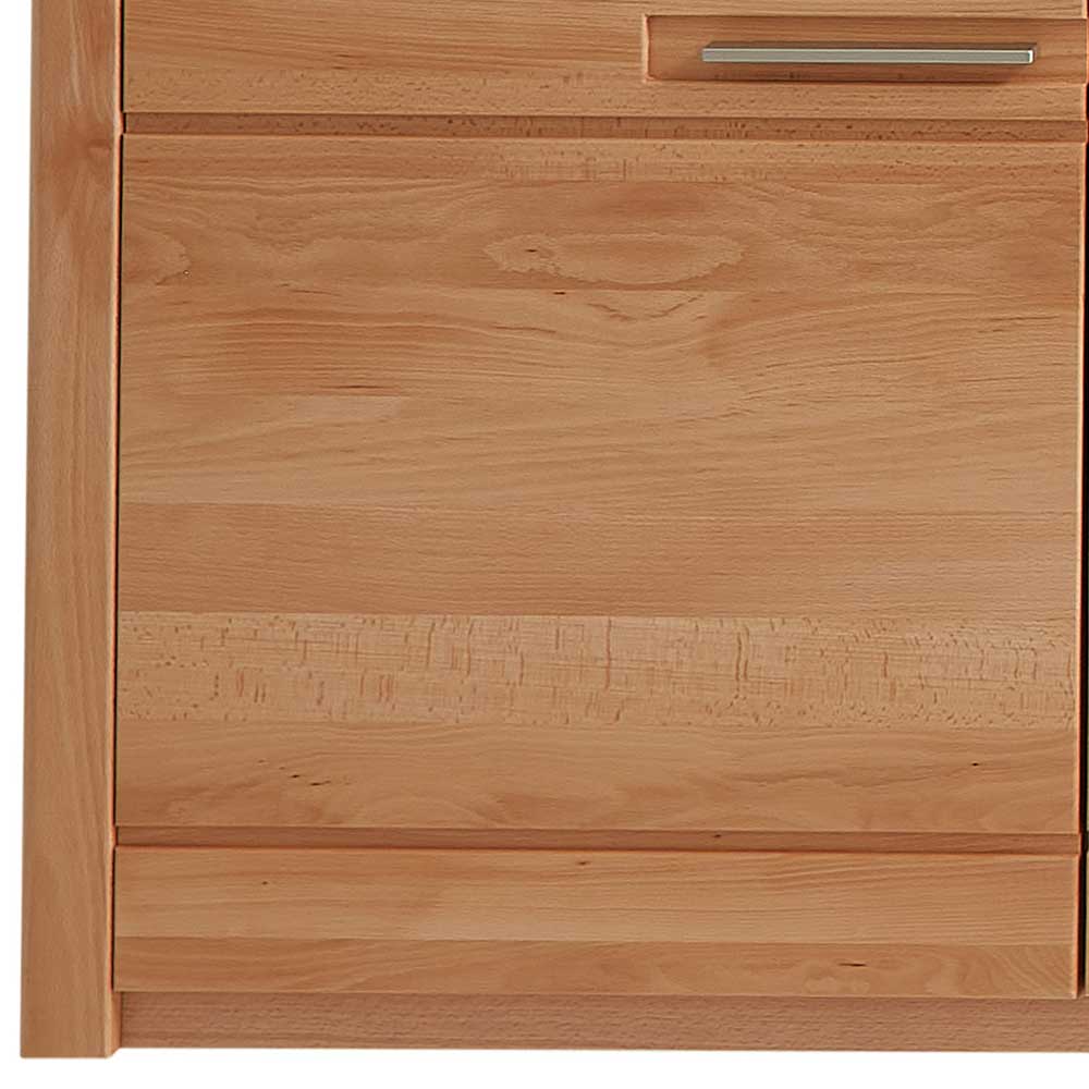 Frontdetail des Sideboards aus Kernbuche Massivholz mit Tür und Schublade – Amyonta