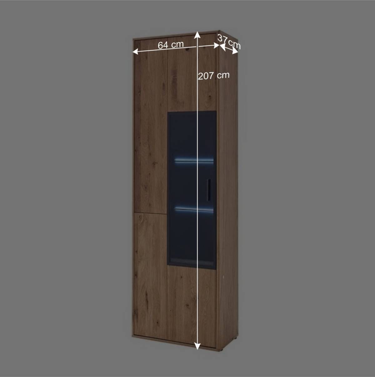 Moderne Echtholz Vitrine aus Eiche Massivholz - Assela
