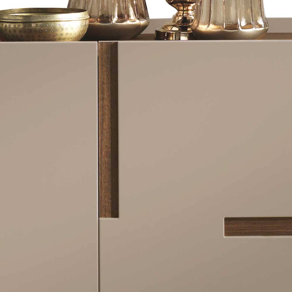 3-türiges Sidebodard in Taupe und Teak - Cadiz