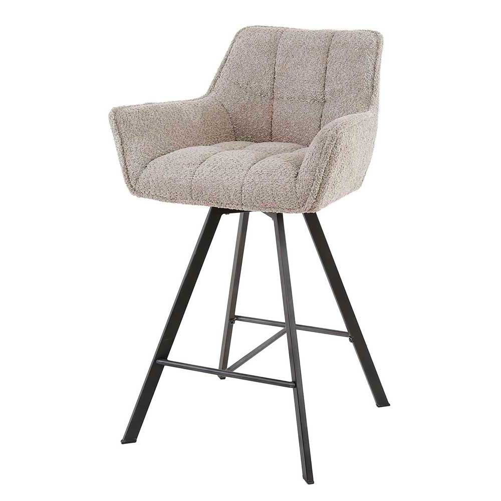 Bequemer drehbarer Thekenstuhl in Beige Boucle mit Steppung, 2er Set – Mirell