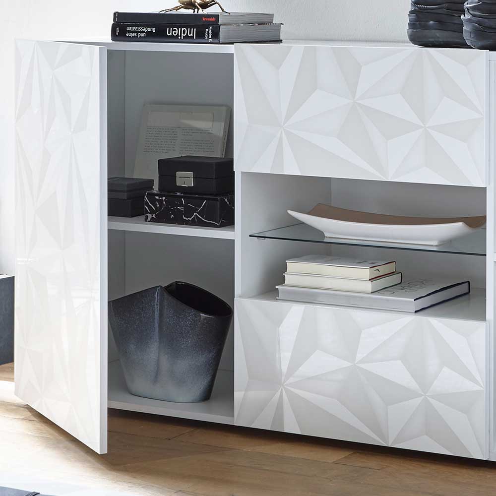 181x84x42 Designer-Sideboard in Glänzend-Weiß - Vovasoma