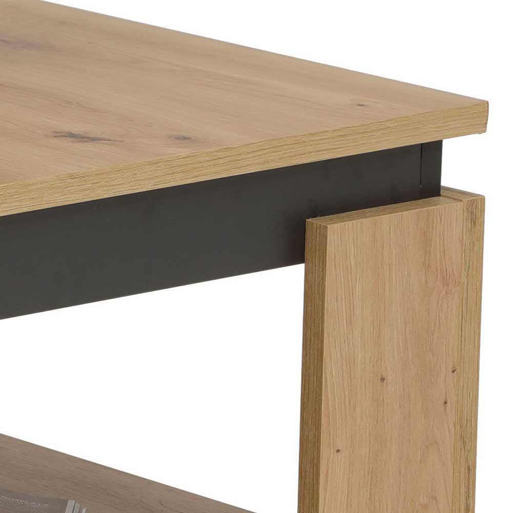 68x68 cm Sofatisch in Wildeiche NB & Anthrazit - Pantina