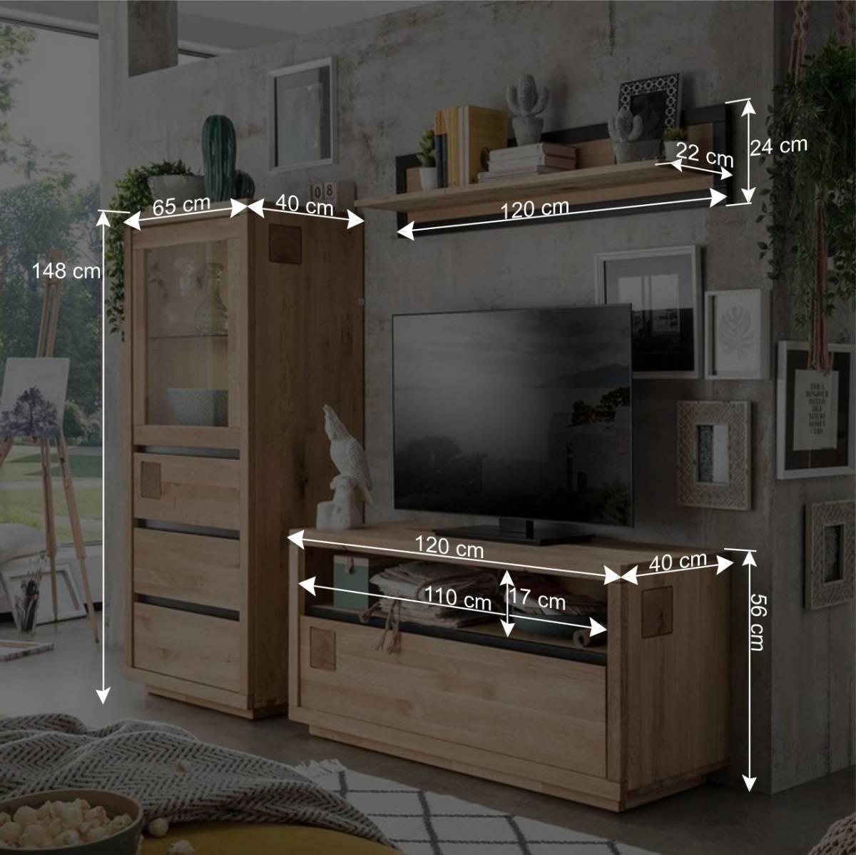 TV Wohnwand in modernem Design - Embleys (dreiteilig)