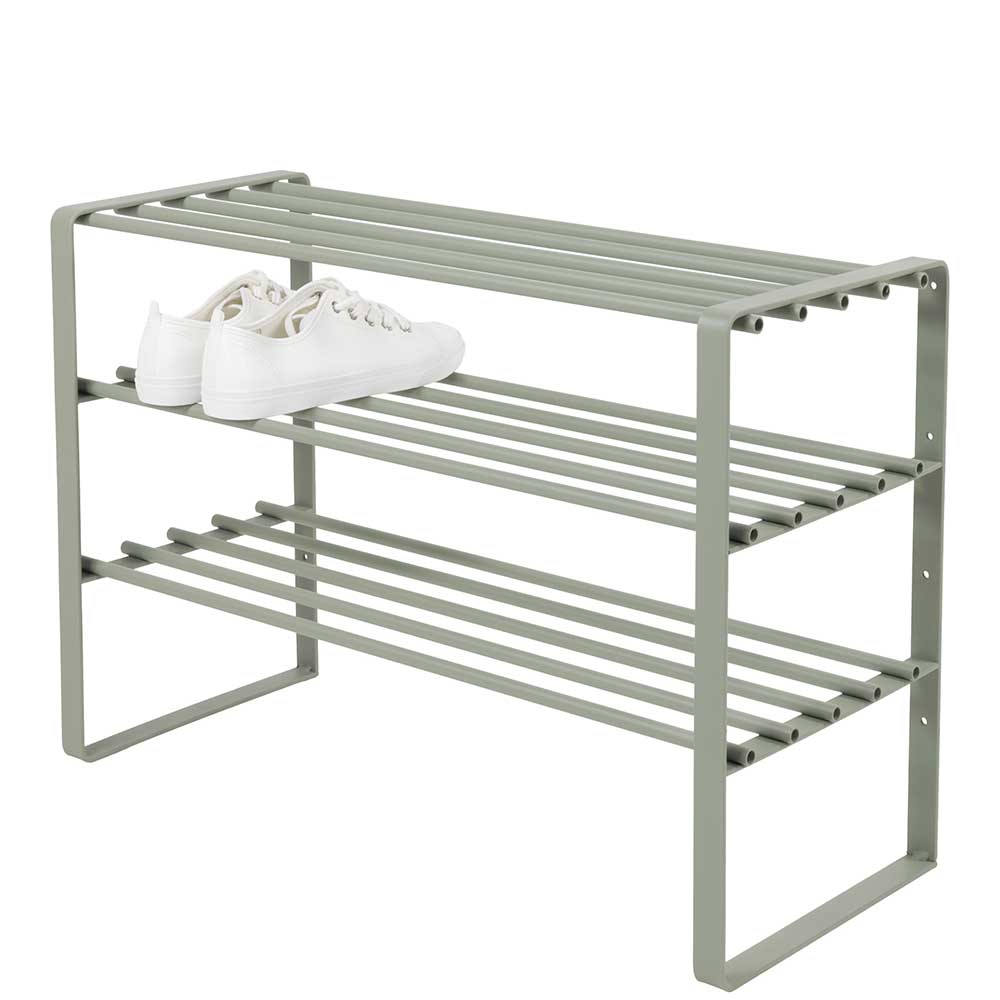70x49x29 Schuhregal aus Stahl in Graugrün - Citro