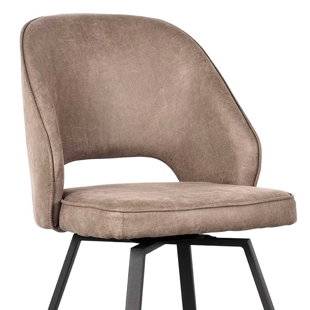 Polsterstuhl aus Microfaser Taupe - Imenza (2er Set)