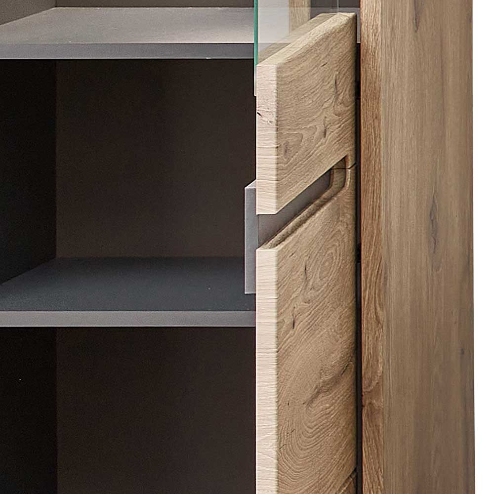 80x202x38 Vitrinenschrank in Wildeiche NB - Zelio
